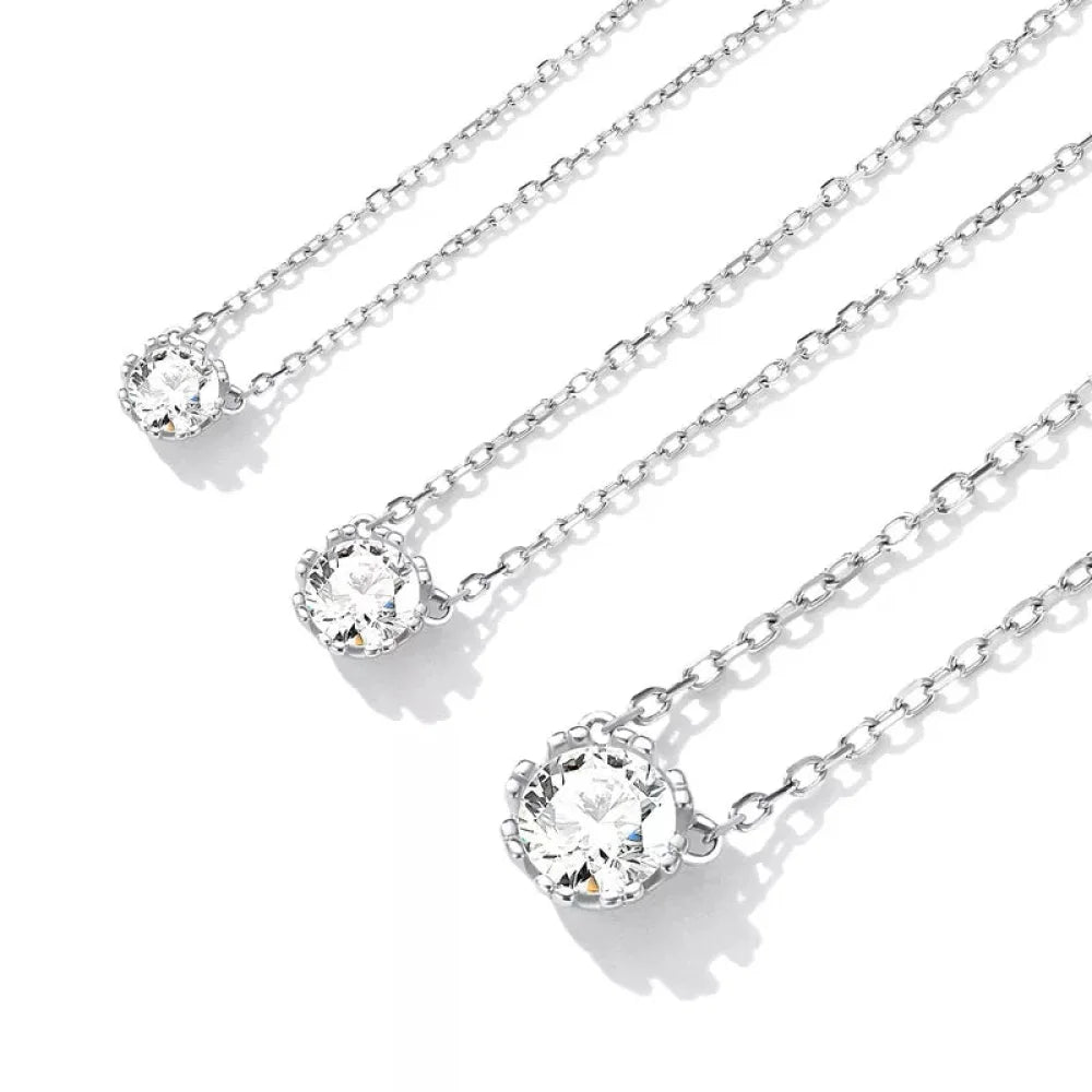 Gorgeous Shiny Choker - 925 Sterling Silver Geometric Cut Zircon Pendant Necklace - Necklaces