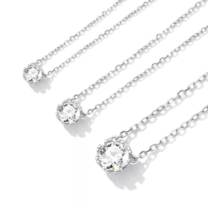 Gorgeous Shiny Choker - 925 Sterling Silver Geometric Cut Zircon Pendant Necklace - Necklaces