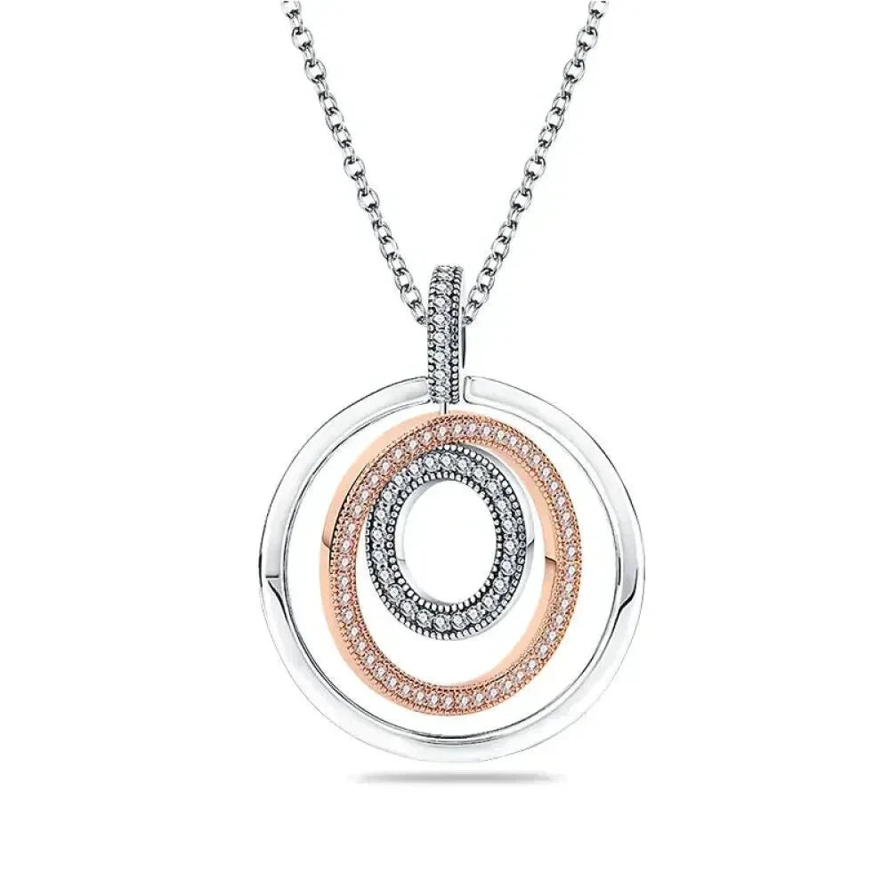Radiate Timeless Elegance: Round CZ Pendant Necklace (925 Sterling Silver) - Cmn015 - Necklaces