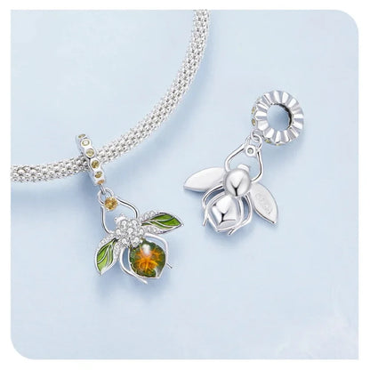 Buzzing with Charm: 925 Silver Lemon Bee Pendant for Bracelets & Bangles - Charms