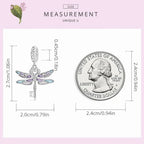 Sterling Silver Dragonfly Key Charm With Enamel Colorful Pendant For Bracelets Charms