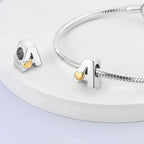 Personalize Your Bracelet: 925 Silver Alphabet Bead With Gold Heart Charms