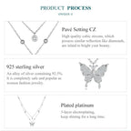 925 Sterling Silver Double layer Tassel Butterfly Pendant Necklace for Women Elegant Fine jewelry Necklaces