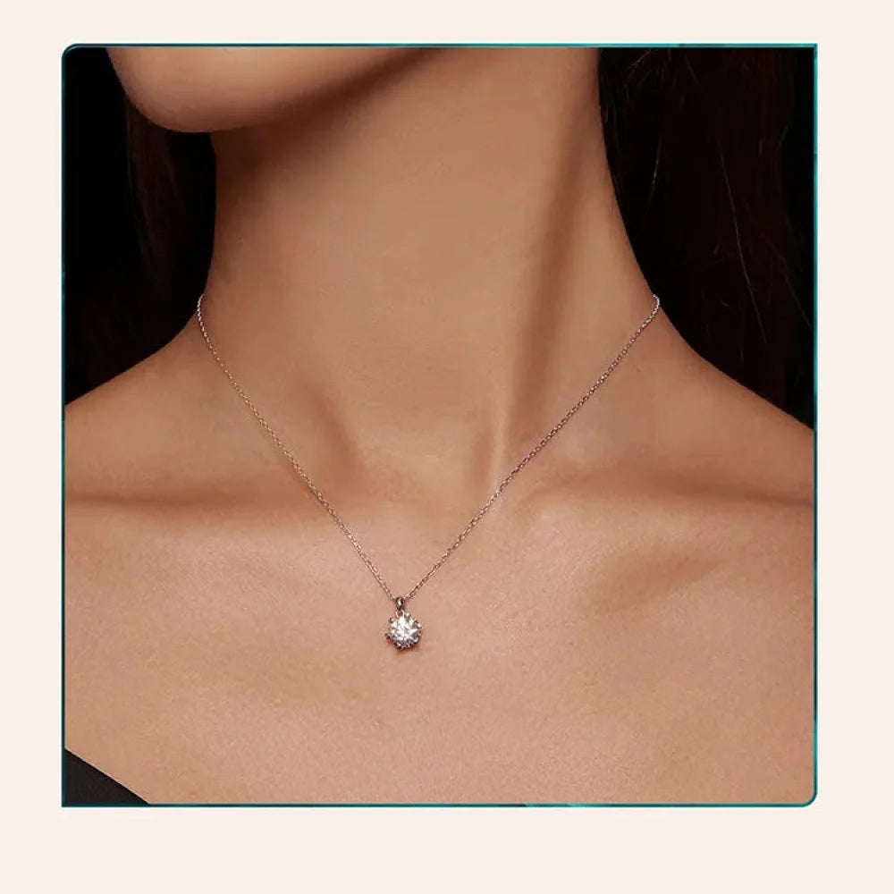 Stunning 1 Carat Moissanite Pendant Necklace | 925 Sterling Silver | Wedding & Bridal Fine Jewelry Necklaces