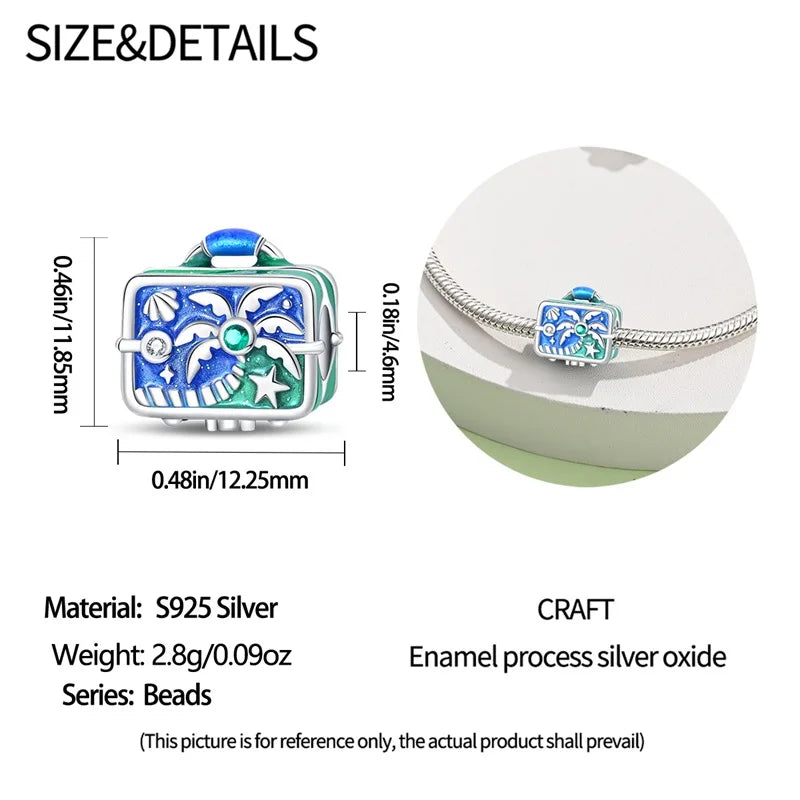 Beach Paradise Sterling Silver Suitcase Charm - Charms