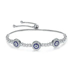 Genuine 925 Sterling Silver Luxury Evil Eye Tennis Bracelet Blue Cubic Zircon Crystal Accent Jewelry Scb002 Navy
