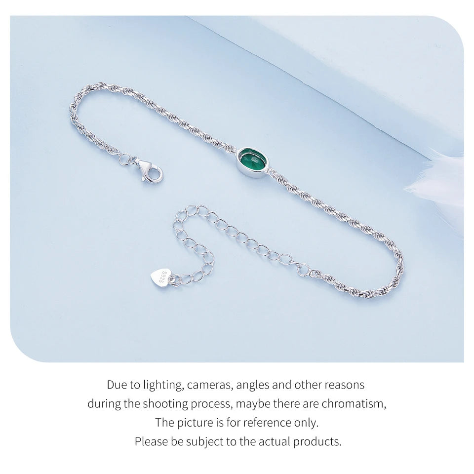 Elegant Green Zircon Chopin Sterling Silver Bracelet - Bracelets