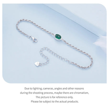 Elegant Green Zircon Chopin Sterling Silver Bracelet - Bracelets