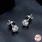 Radiant Moissanite Stud Earrings | D Color Round Cut 925 Silver Gold Plated