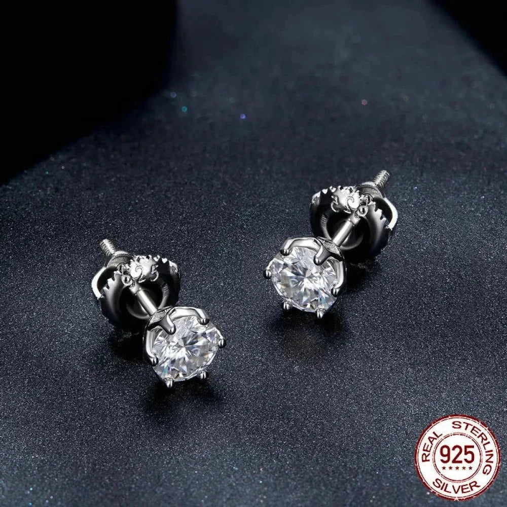 Radiant Moissanite Stud Earrings | D Color Round Cut 925 Silver Gold Plated