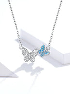 Soar with Style: Blue Zircon Korean Style Sterling Silver Butterfly Necklace Necklaces