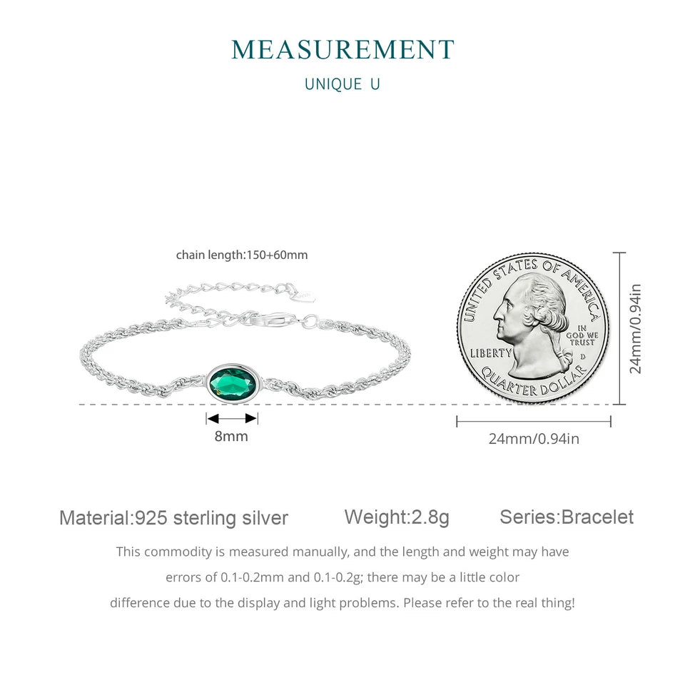 Elegant Green Zircon Chopin Sterling Silver Bracelet - Bracelets