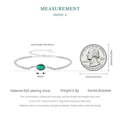 Elegant Green Zircon Chopin Sterling Silver Bracelet - Bracelets