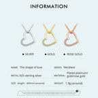Genuine 925 Sterling Silver The Shape Of Love Chain Necklace For Women Fine Jewelry 18.11’’ Collar Necklaces