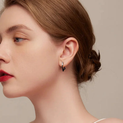 925 Sterling Silver Starlike Earrings - Minimalist Star Shape Ear Buckle for Women - Fashion jewellery SCE1136 - Hoop
