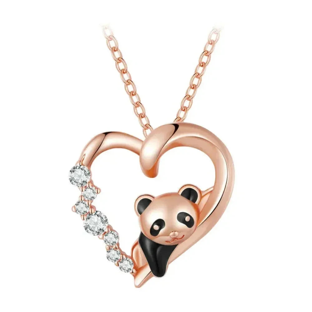 925 Sterling Silver Baby Panda Crystal Necklace | Enamel Cute Animal Charm Chain Link | Women’s Gift - 17.71’’ SCN453