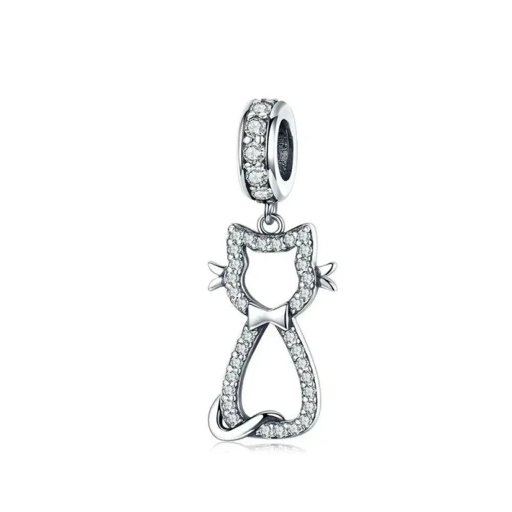 925 Sterling Silver Clear 5A Crystal Collection Family Heart Cross Charm Beads for Bracelet & Necklace Pendant