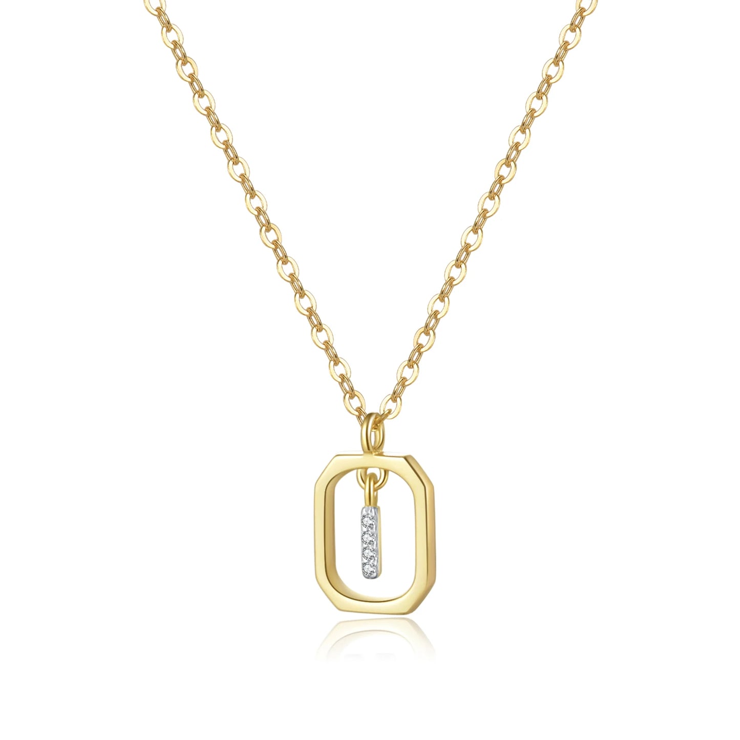 Personalized Initial Sterling Silver Pendant Necklace - Gold I - Necklaces
