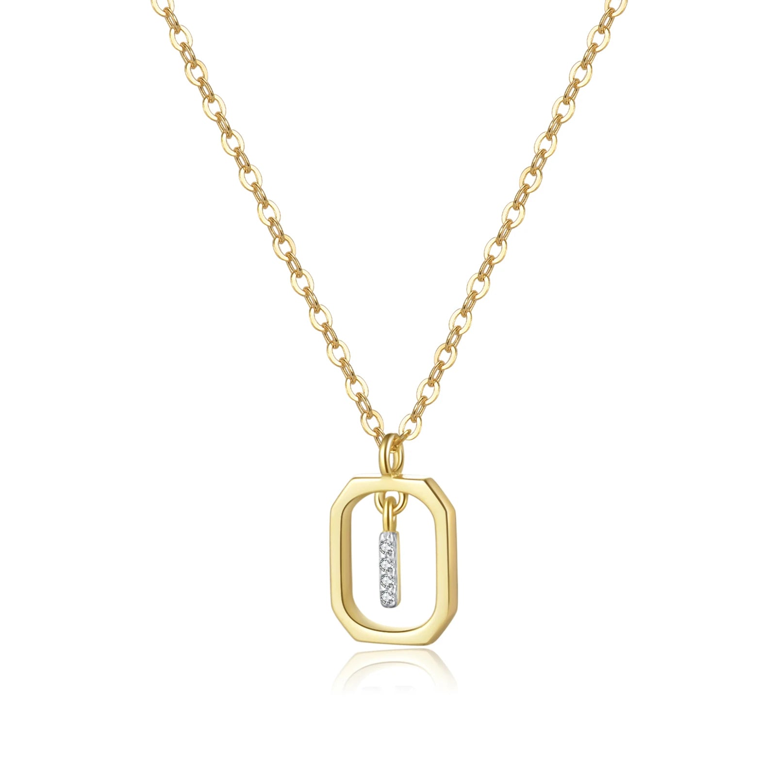 Personalized Initial Sterling Silver Pendant Necklace - Gold I - Necklaces