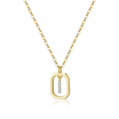 Personalized Initial Sterling Silver Pendant Necklace - Gold I - Necklaces