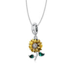 Vintage 925 Sterling Silver Sunflower Pendant Necklace Necklaces