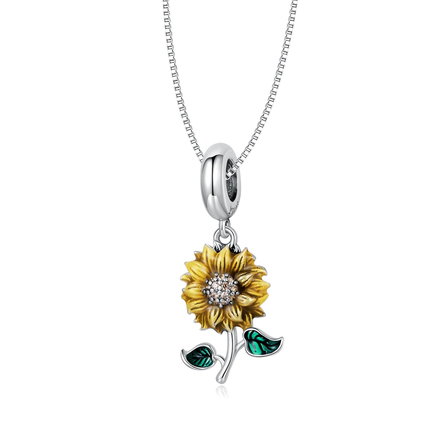 Vintage 925 Sterling Silver Sunflower Pendant Necklace - Necklaces