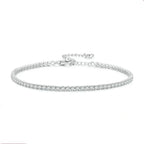Exquisite 925 Sterling Silver Adjustable Tennis Bracelet Platinum Plated With Clear 3Mm Cubic Zirconia Bracelets