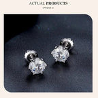 Radiant Moissanite Stud Earrings | D Color Round Cut 925 Silver Gold Plated