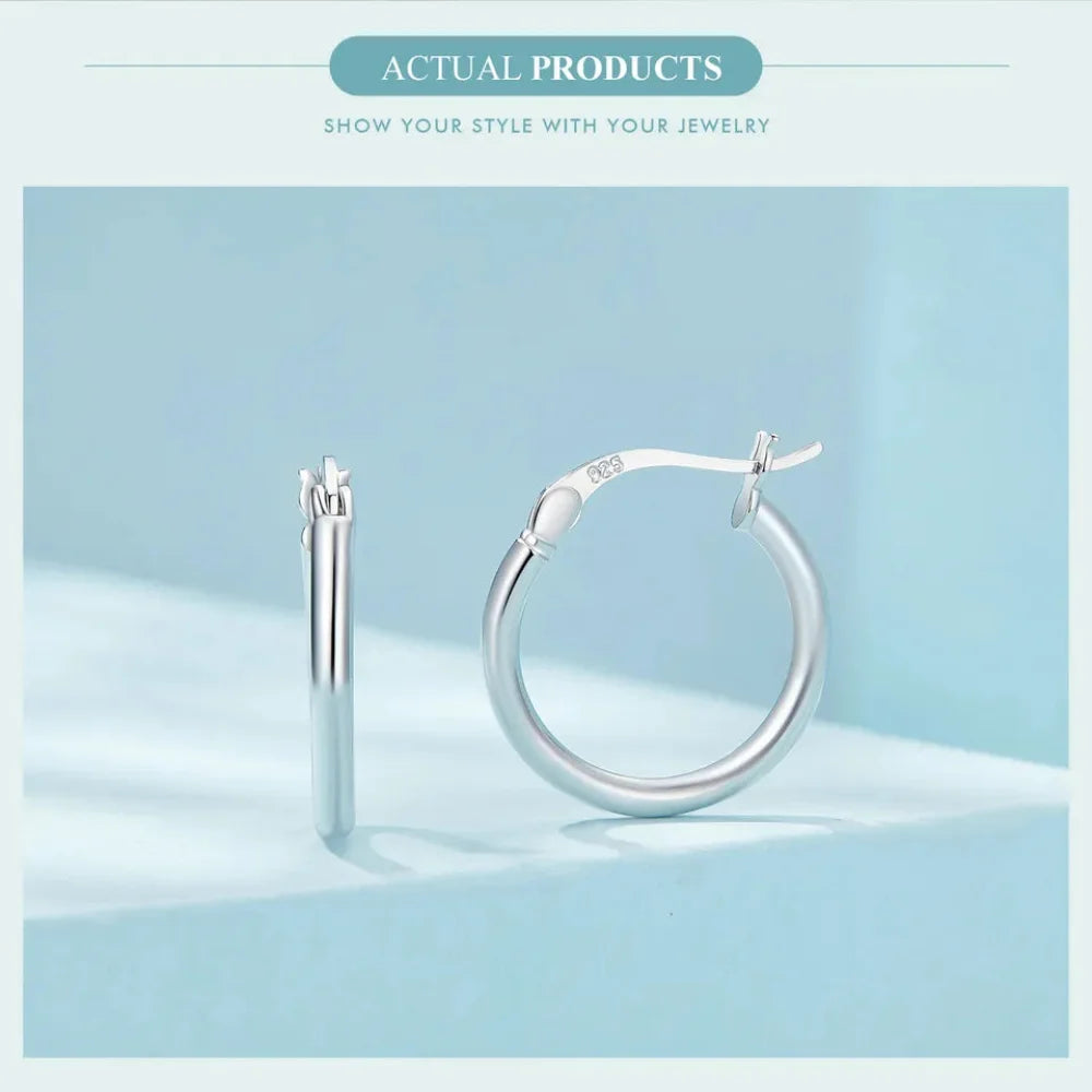 14K White Gold-Plated 925 Sterling Silver Hoop Earrings - Stylish and Hypoallergenic jewellery for Women