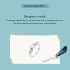 925 Sterling Silver Pink Heart Zircon Ring for Women Love & Wing Rings