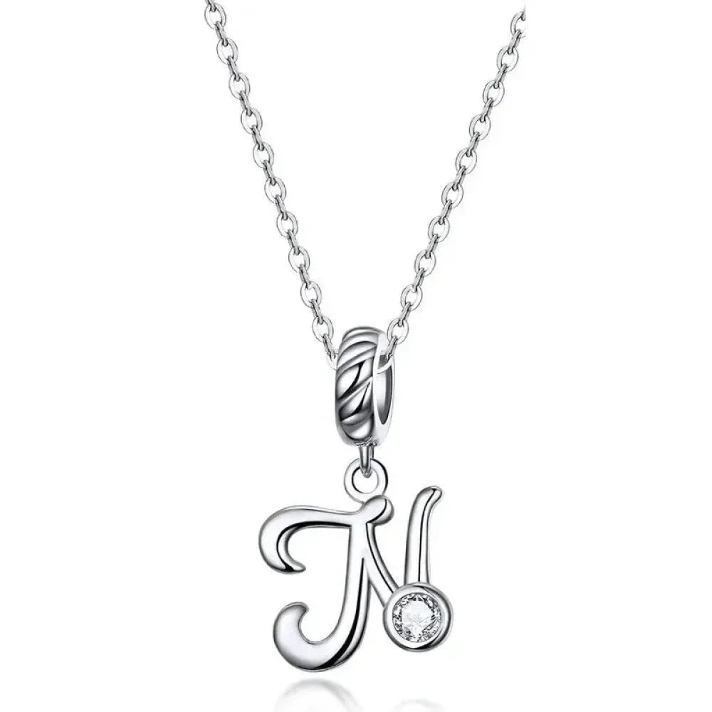 Chic and Timeless 925 Sterling Silver Initial Pendant Necklace | Platinum Plated Vintage Letter A to Z | Women’s Fine
