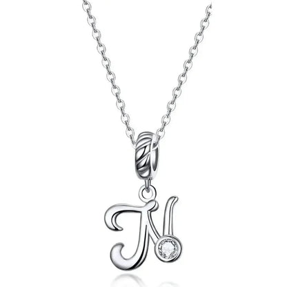Chic and Timeless 925 Sterling Silver Initial Pendant Necklace | Platinum Plated Vintage Letter A to Z | Women’s Fine