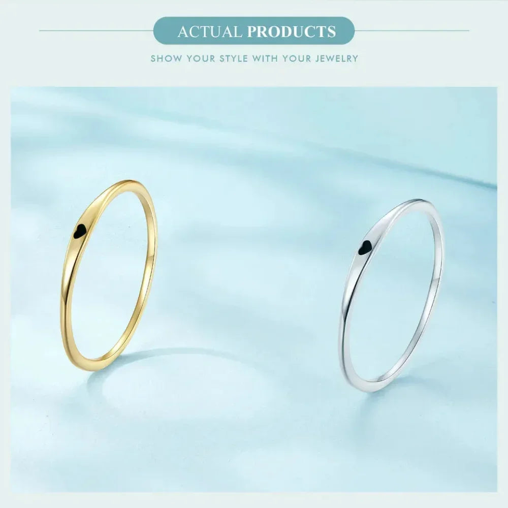 925 Sterling Silver Heart Wedding Band Symbol Of Love Stackable Promise Ring In 2 Colors (Size 5 10) Rings