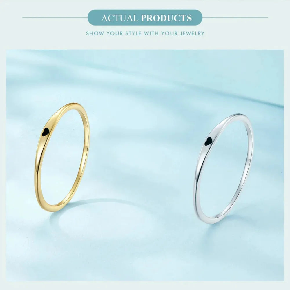 925 Sterling Silver Heart Wedding Band - Symbol of Love Stackable Promise Ring in 2 Colors (Size 5-10) - Rings