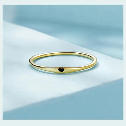 925 Sterling Silver Heart Wedding Band - Symbol of Love Stackable Promise Ring in 2 Colors (Size 5-10) - Rings