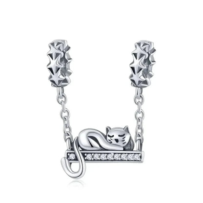925 Sterling Silver Clear 5A Crystal Collection Family Heart Cross Charm Beads for Bracelet & Necklace Pendant - Scc856