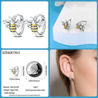 Dazzling Bee Sterling Silver Hoop Earrings