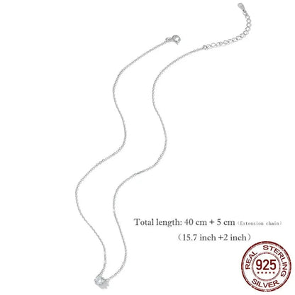 Gorgeous Shiny Choker - 925 Sterling Silver Geometric Cut Zircon Pendant Necklace - Necklaces