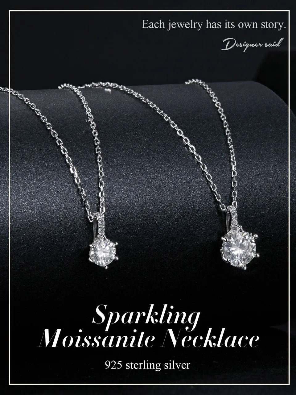 Glamorous Gem 1ct Moissanite Sterling Silver Pendant Necklace - Necklaces