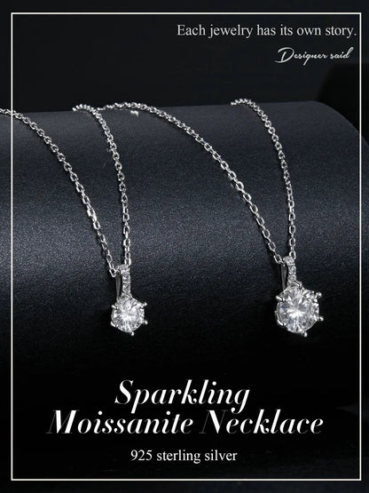 Glamorous Gem 1ct Moissanite Sterling Silver Pendant Necklace - Necklaces