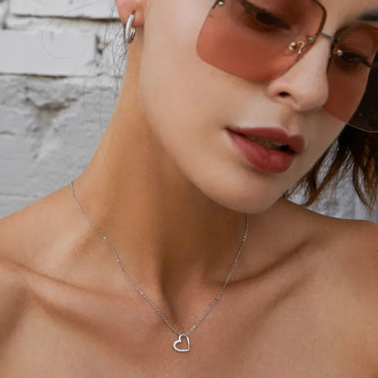 Genuine 925 Sterling Silver The Shape of Love Chain Necklace for Women - Fine jewellery 18.11’’ Collar - Necklaces