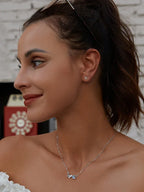 Soar with Style: Blue Zircon Korean Style Sterling Silver Butterfly Necklace Necklaces