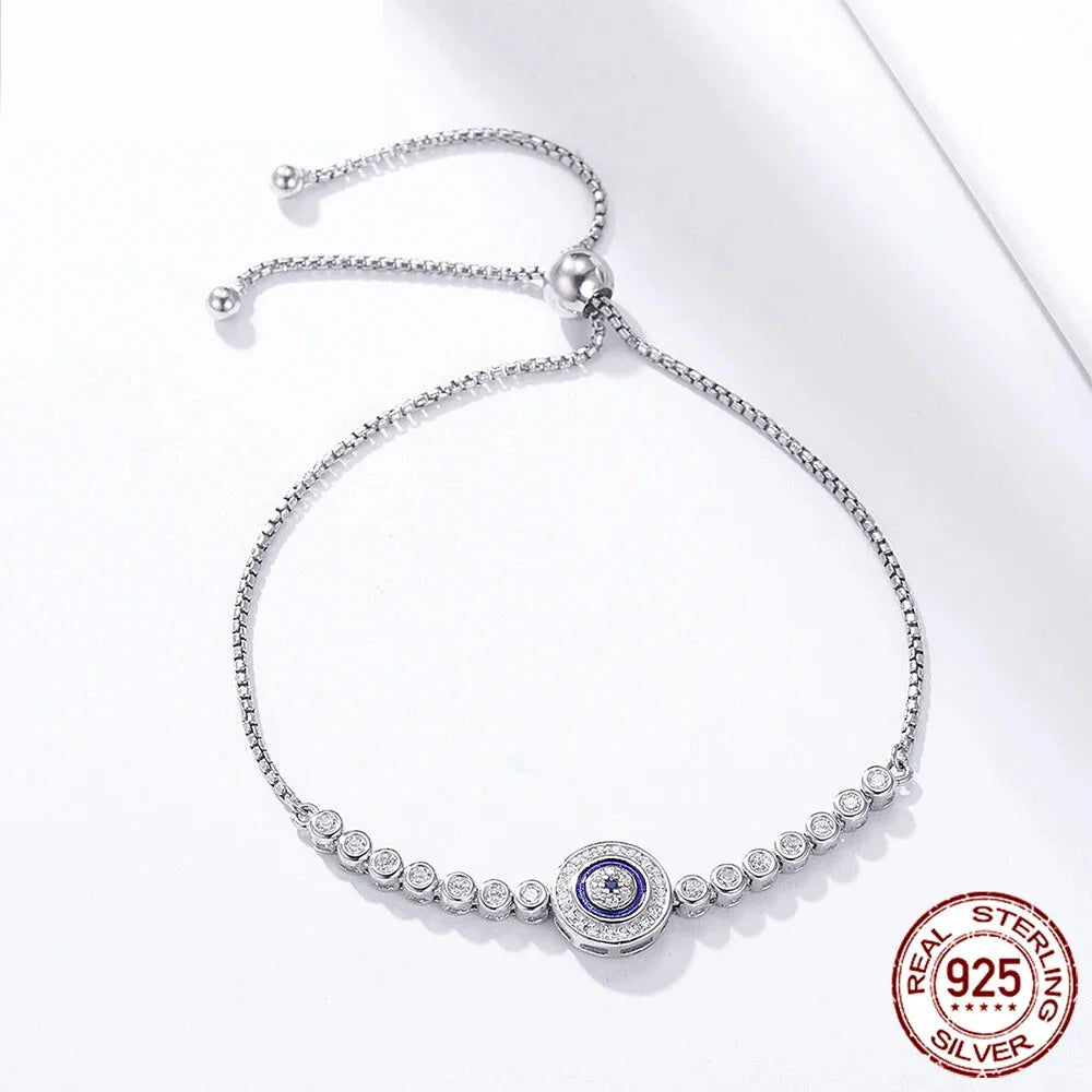 Shimmering Evil Eye Sterling Silver Tennis Bracelet - Bracelets