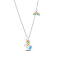 Magical Unicorn Sterling Silver Pendant Necklace With Rainbow Charm Necklaces