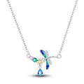 925 Sterling Silver Mystical Dragonfly Crystal Necklace Necklaces
