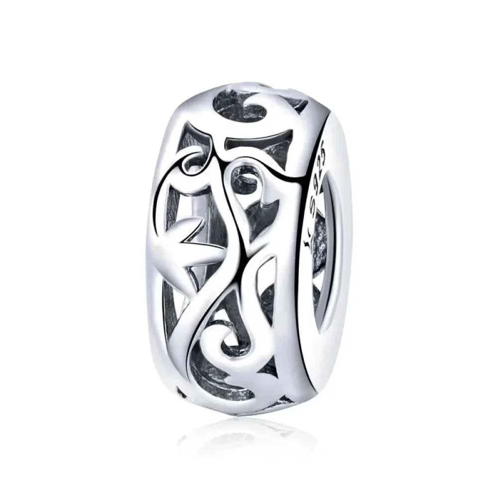 925 Sterling Silver DIY Heart Charm with Pink Zircon - BSC777 - Scc716 - Charms