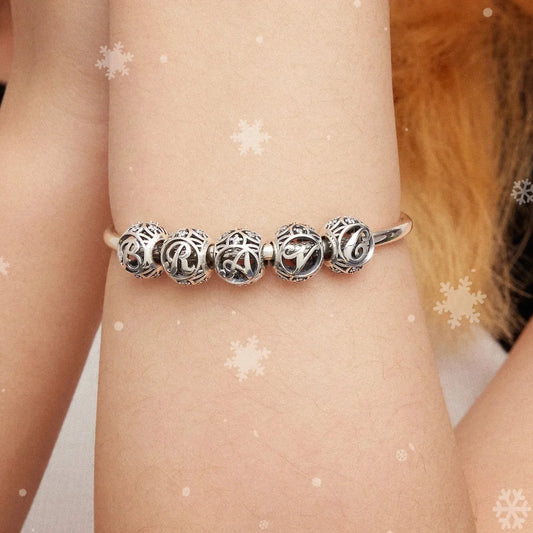 925 Sterling Silver Alphabet Charms - A to Z Letter Collection for DIY jewellery Making