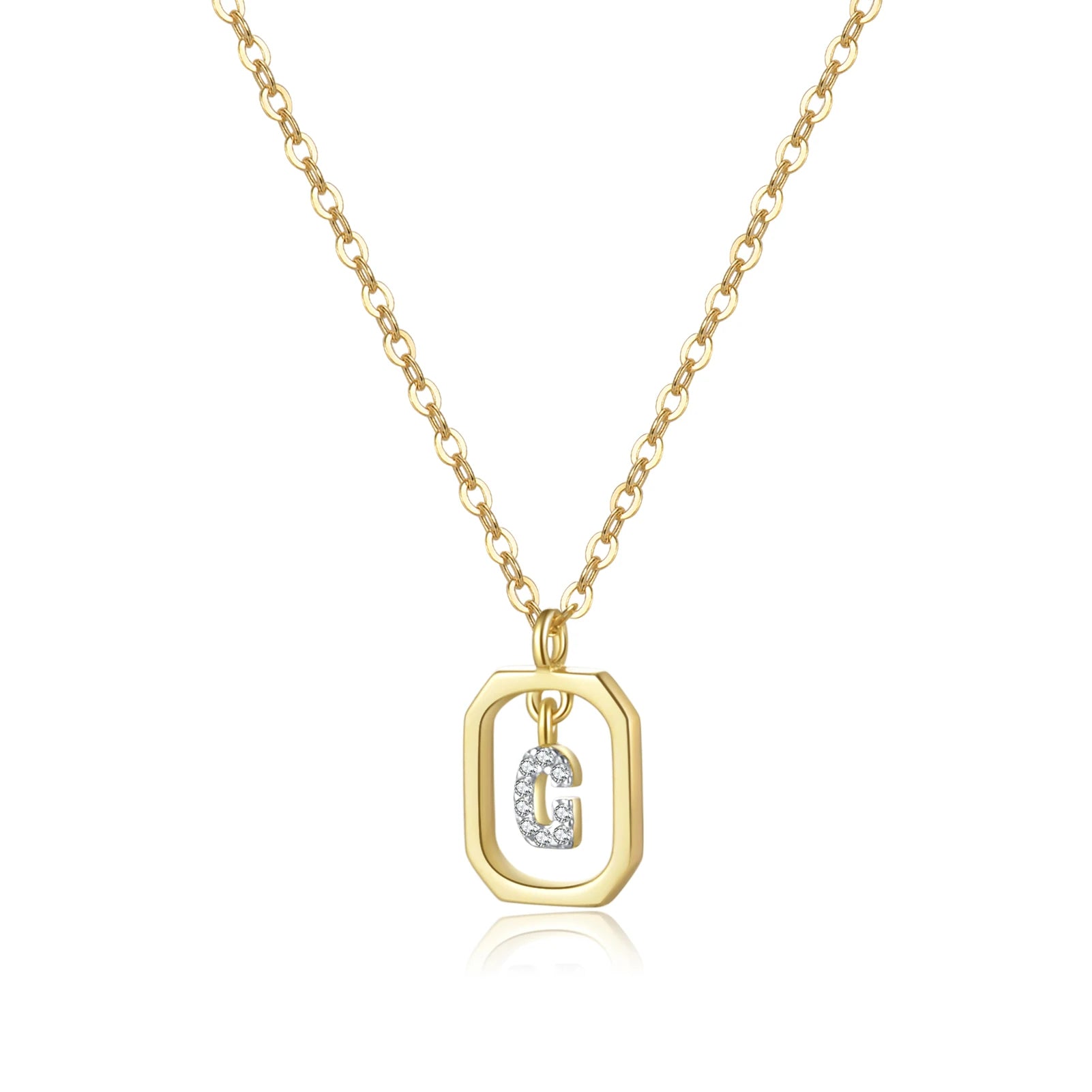 Personalized Initial Sterling Silver Pendant Necklace - Gold G - Necklaces