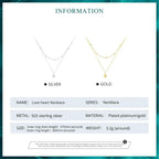 925 Sterling Silver Heart Pendant Necklace Elegant Double Layer Choker For Women Bsn168 Necklaces