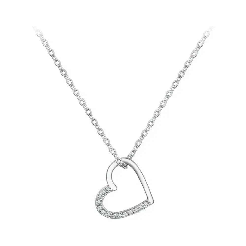 Genuine 925 Sterling Silver The Shape of Love Chain Necklace for Women - Fine jewellery 18.11’’ Collar - Necklaces